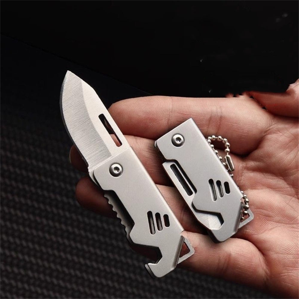 Edc Everyday Carry Knives - มีดพับแบบพกพาพวงกุญแจสแตนเลสกลางแจ้ง Camping Survival Pocket Self-Defense SHARP