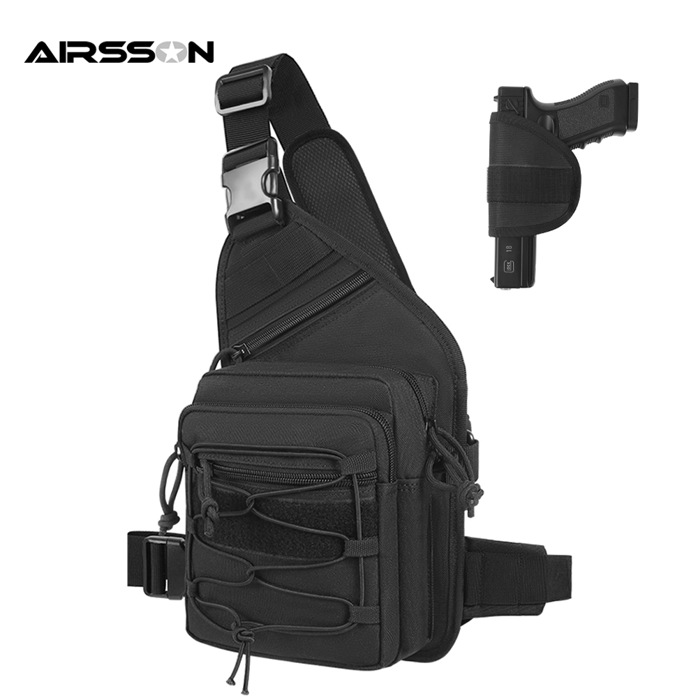 Edc Concealed Carry Sling Bag - กลางแจ้งปืนซองกระเป๋าปกปิดพกพาปืนพกผู้ถือกระเป๋าปืนพกสลิงกระเป๋าEDCหน้าอกแพ็คกีฬาC Rossbodyกระเป๋าสะพาย